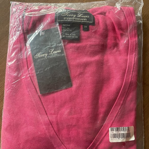 TERRY LEWIS New Cascading Open Cardigan 65% Silk 45% Cotton Fuchsia, Size 3X - Picture 4 of 10